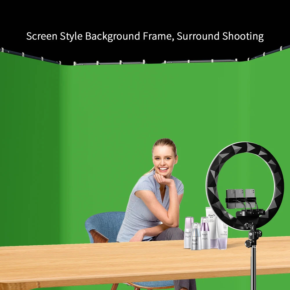 2.4x4 Background Frame black/white/Green/gray Screen Wall Foldable For Tiktok Live Photo Studio Kit Chromakey Green Screen Frame