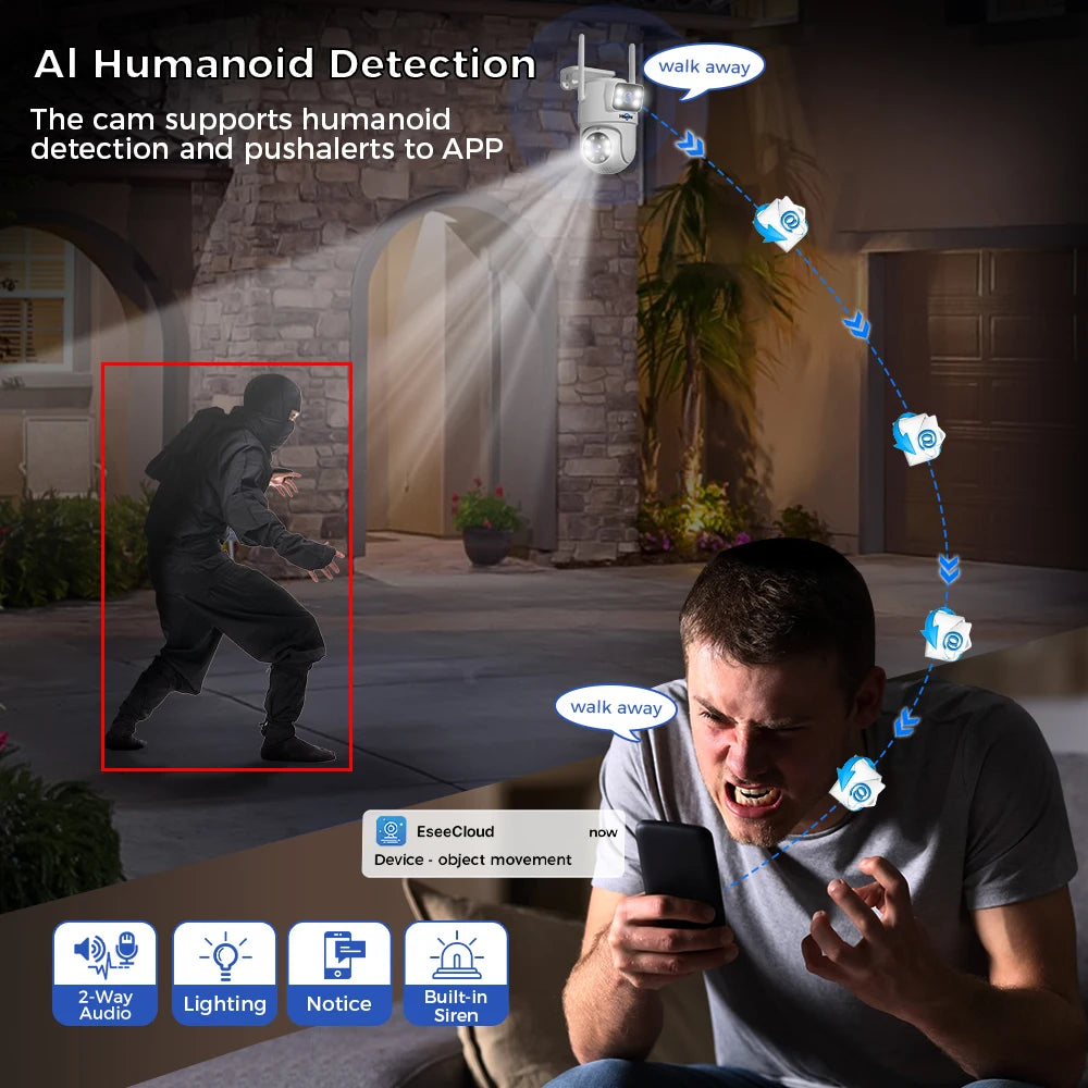 Hiseeu 3K 6MP Dual Lens WiFi CCTV Surveillance Kit Automatic Tracking Color Night Vision P2P 16CH NVR IP Cameras Security System