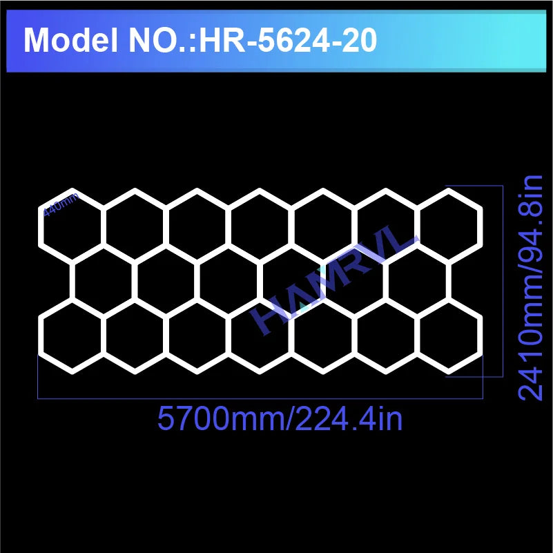 Garage Lights Hexagon Lamp 110-240V LED Tube Honeycomb Barbershop Ceiling Lighting For Workshop 4S Car Show Auto Body Repair Gym