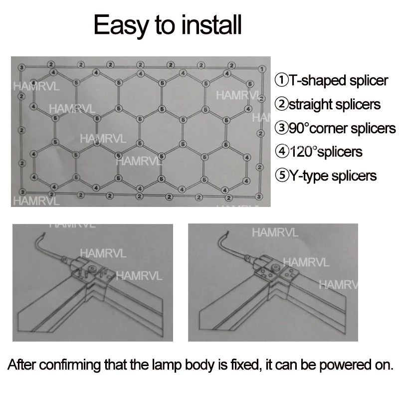 Garage Lights Hexagon Lamp 110-240V LED Tube Honeycomb Barbershop Ceiling Lighting For Workshop 4S Car Show Auto Body Repair Gym