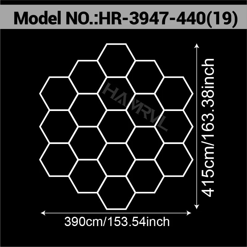 Garage Lights Hexagon Lamp 110-240V LED Tube Honeycomb Barbershop Ceiling Lighting For Workshop 4S Car Show Auto Body Repair Gym