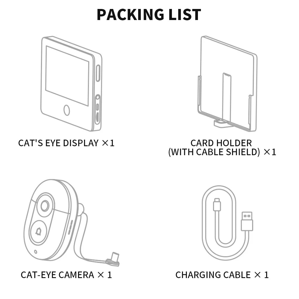 Xiaomi Smart Cat eye 2 WiFi Wireless Camera Video Peephole Doorbell 3MP HD Infrared Night Vision 180 Wide Nngle For Mi Home APP