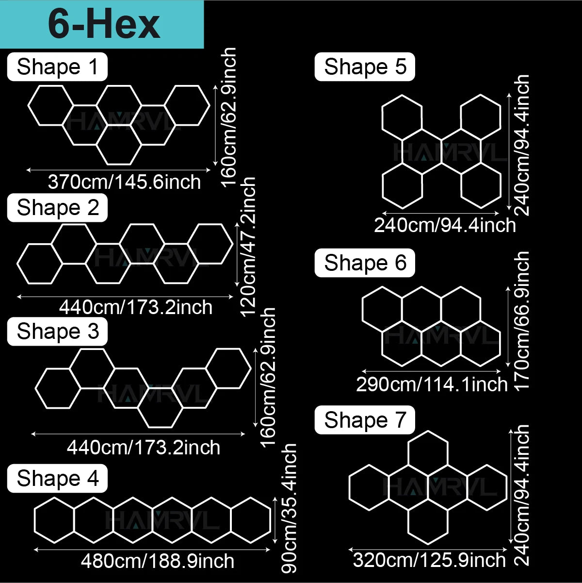 Garage Lights Hexagon Lamp 110-240V LED Tube Honeycomb Barbershop Ceiling Lighting For Workshop 4S Car Show Auto Body Repair Gym