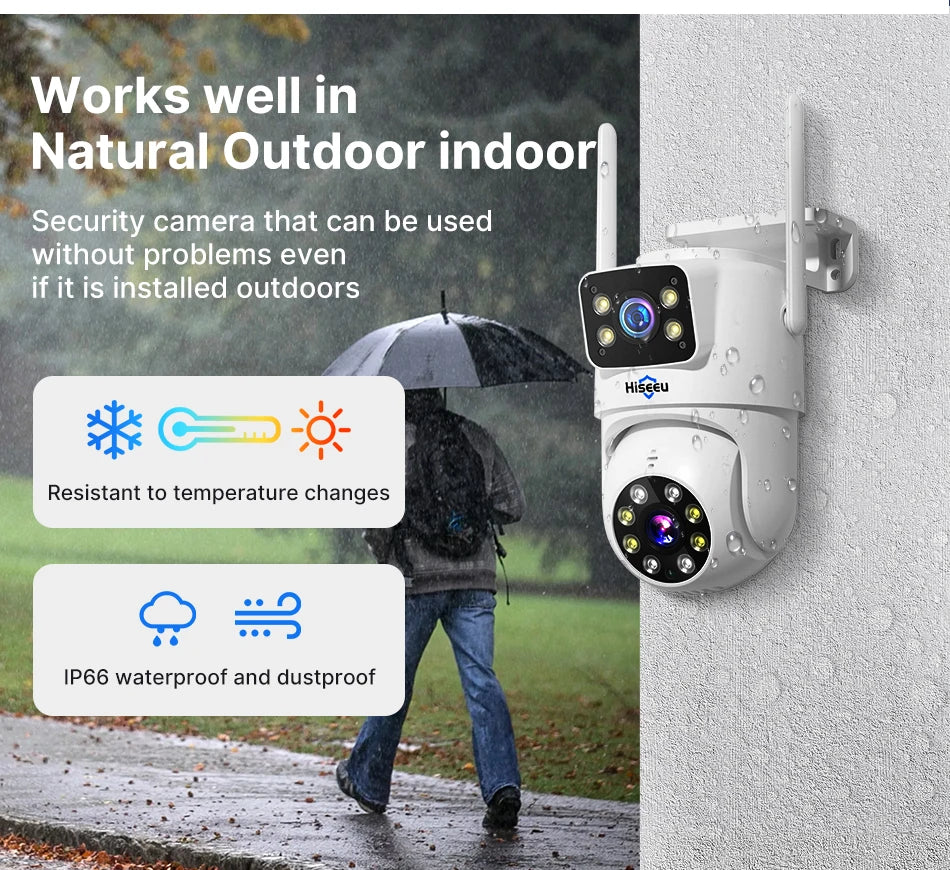 Hiseeu 3K 6MP Dual Lens WiFi CCTV Surveillance Kit Automatic Tracking Color Night Vision P2P 16CH NVR IP Cameras Security System