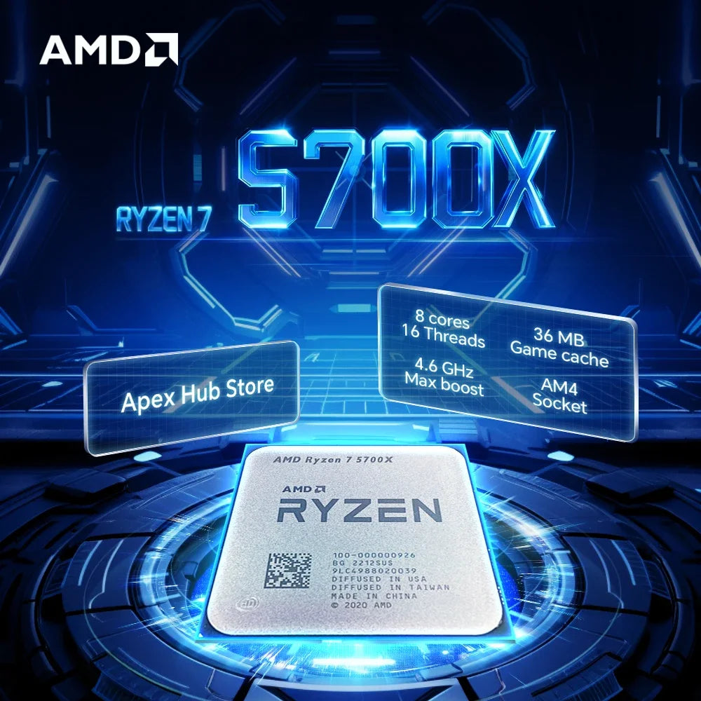 NEW AMD Ryzen 7 5700X 8-Core 16-Thread AM4 Applicable to B550 3.4GHz 65W 7NM L3=32M R7 5700X Gaming Processor DDR4 No Fan