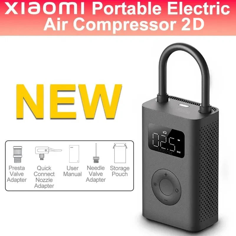 New Original MIJIA Air Pump 2D 25%Speed Boost Portable Electric Air Compressor Treasure 150PSI Type-C LED Multitool Inflator CN