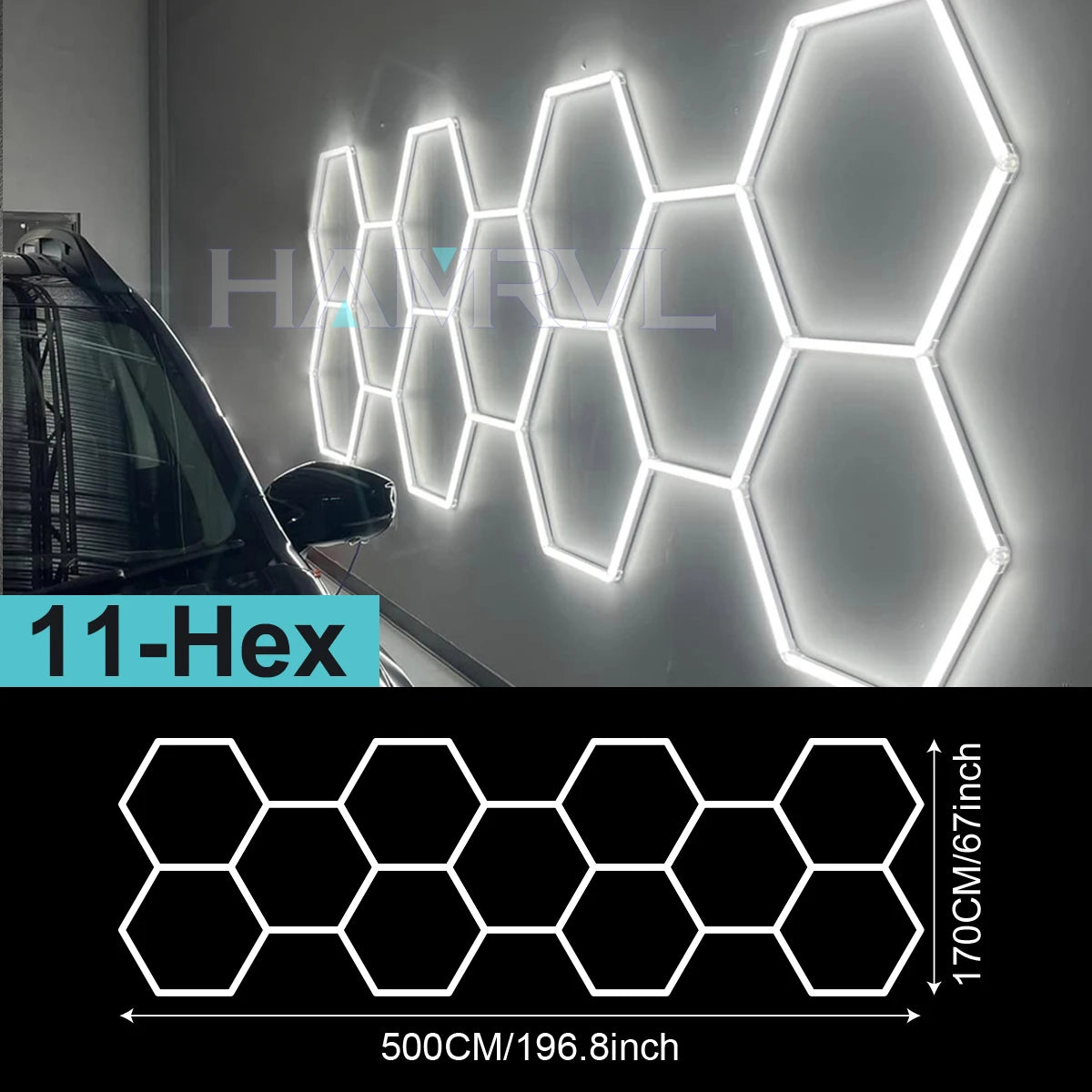 Garage Lights Hexagon Lamp 110-240V LED Tube Honeycomb Barbershop Ceiling Lighting For Workshop 4S Car Show Auto Body Repair Gym