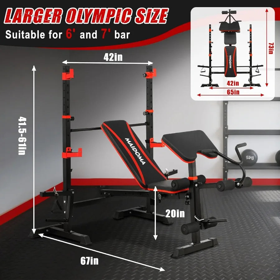 1500LBS 8 in 1 Olympic Weight Bench Set with Leg Extension/Curl and Preacher Curl, Bench Press Set and barbell Rack with Safety